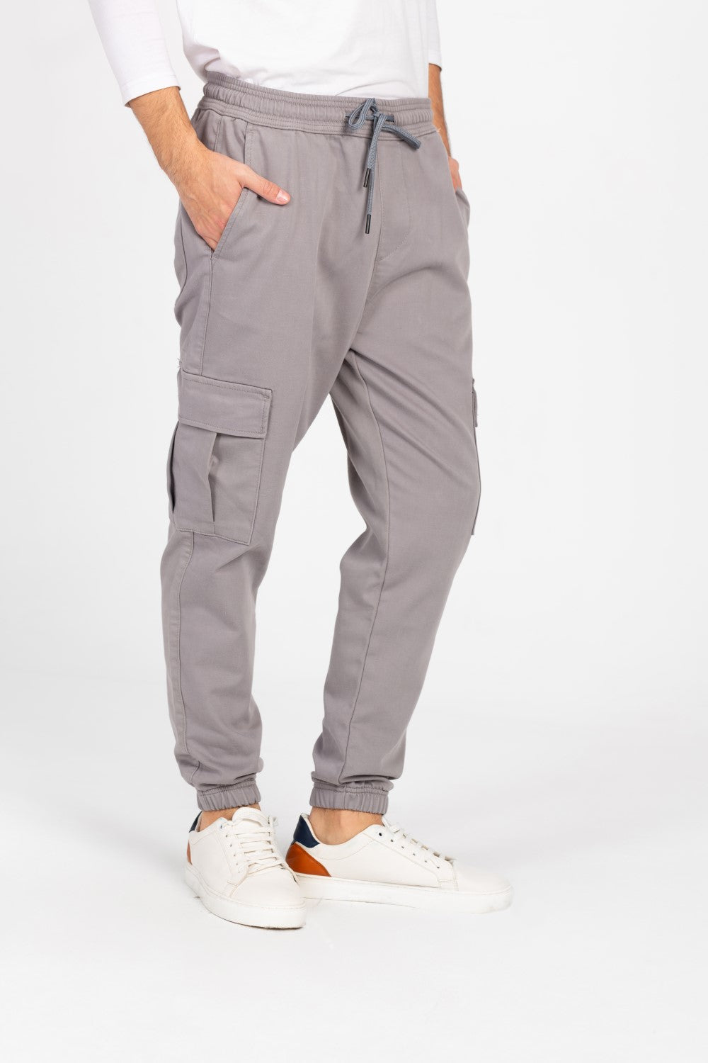 بنطلون شروال جبردين رجالي بحزام خصر مطاطي وجيوب جانبية