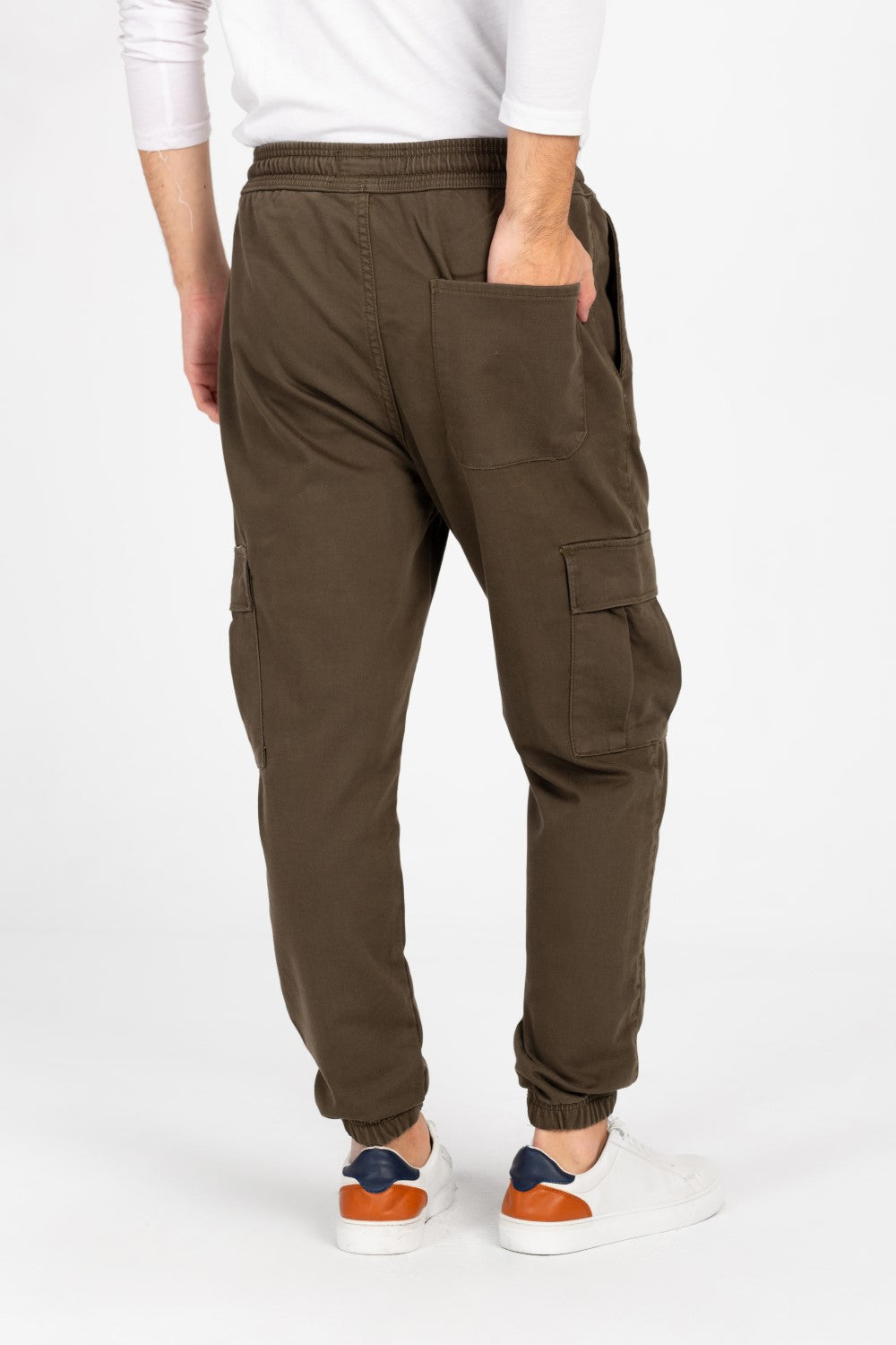 بنطلون شروال جبردين رجالي بحزام خصر مطاطي وجيوب جانبية