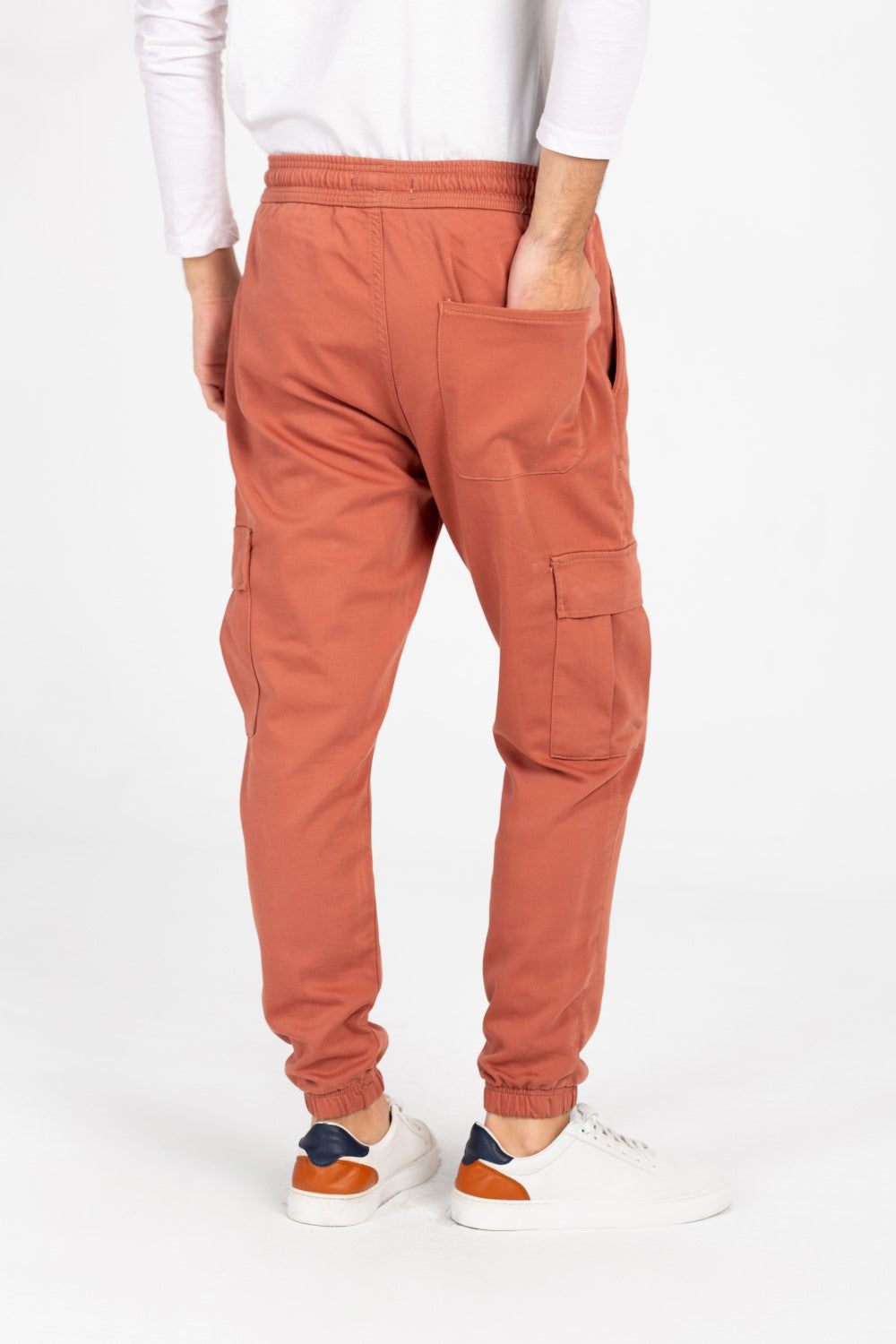 بنطلون شروال جبردين رجالي بحزام خصر مطاطي وجيوب جانبية