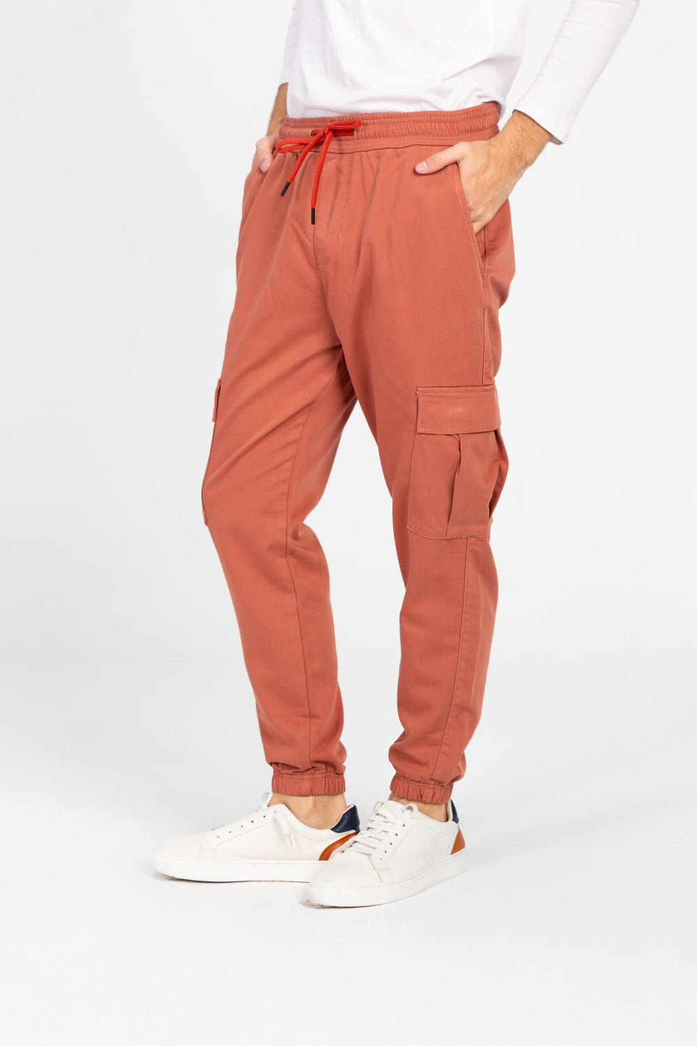 بنطلون شروال جبردين رجالي بحزام خصر مطاطي وجيوب جانبية