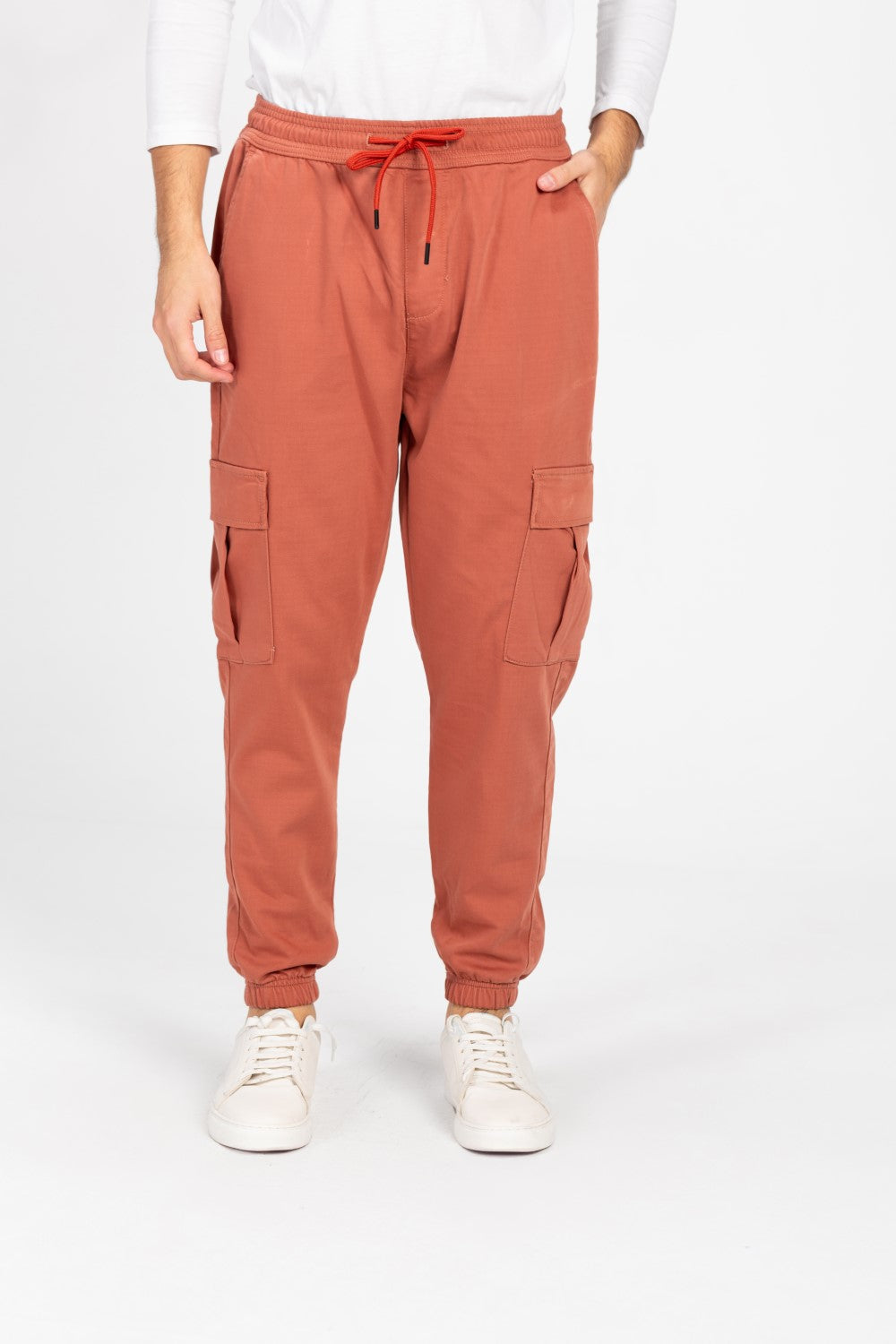 بنطلون شروال جبردين رجالي بحزام خصر مطاطي وجيوب جانبية