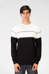 Men's Two Tone Crew Neck Sweater Pullover