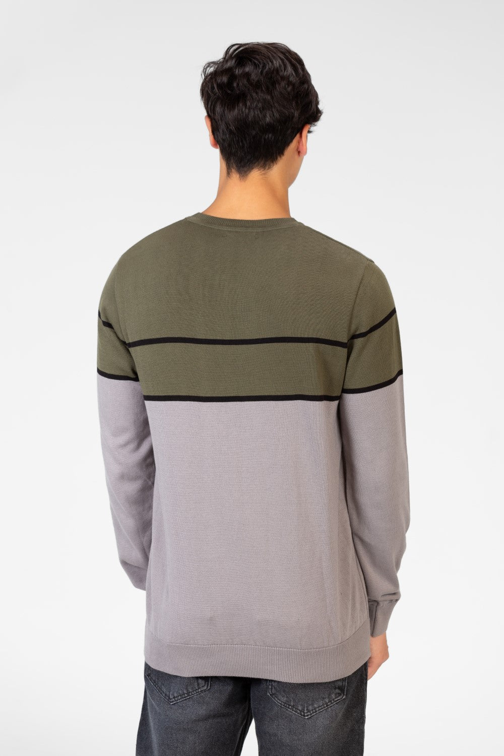 Men's Two Tone Crew Neck Sweater Pullover