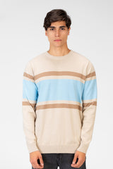 Men's Round Neck Striped Pullover With Long Sleeves