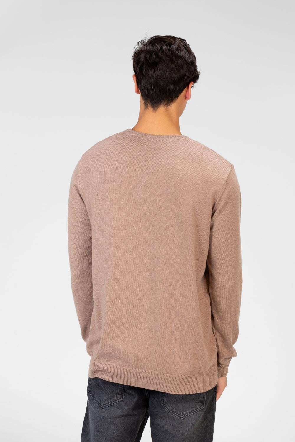 Men's Round Neck Plain Pullover With Long Sleeves
