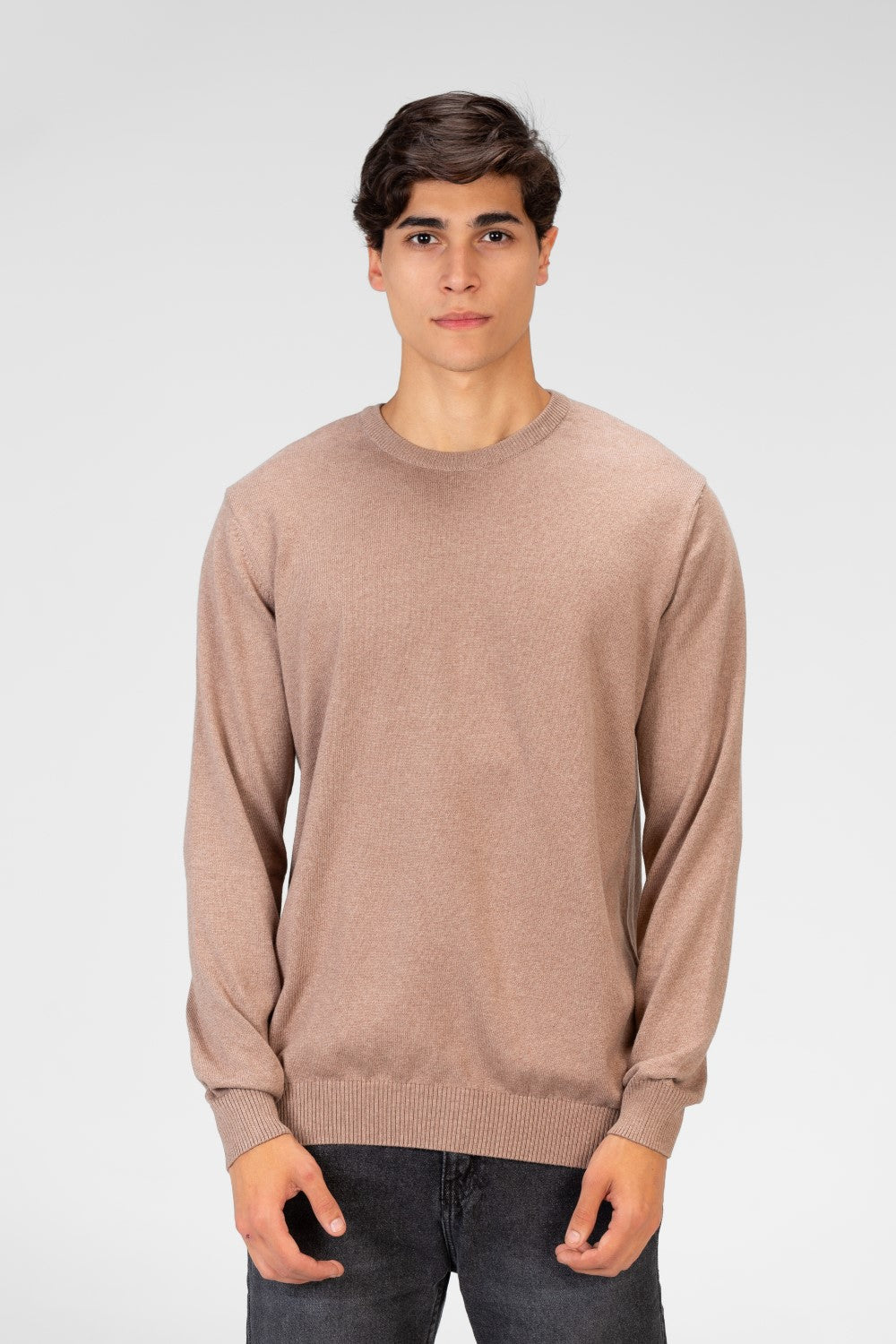 Men's Round Neck Plain Pullover With Long Sleeves