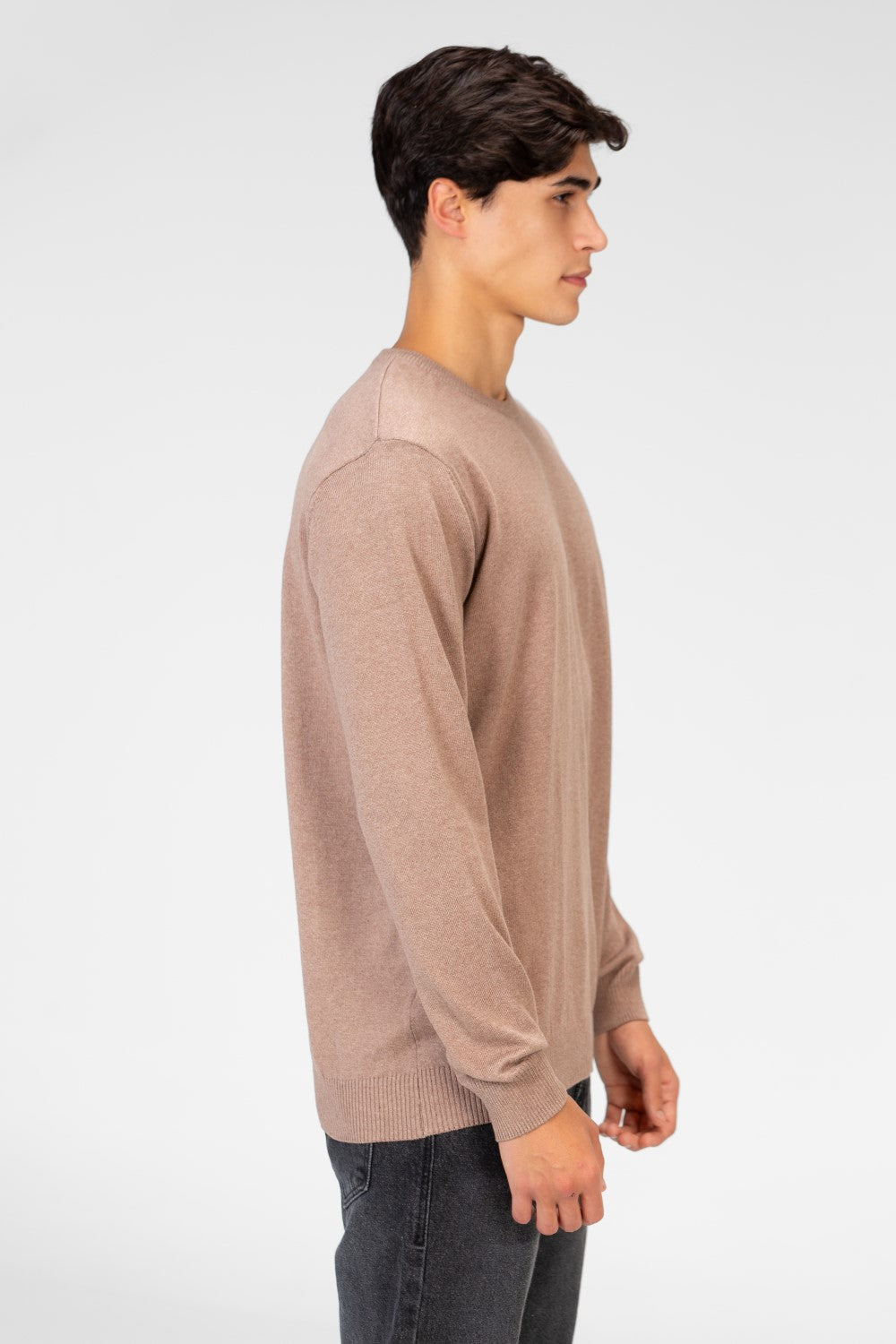 Men's Round Neck Plain Pullover With Long Sleeves