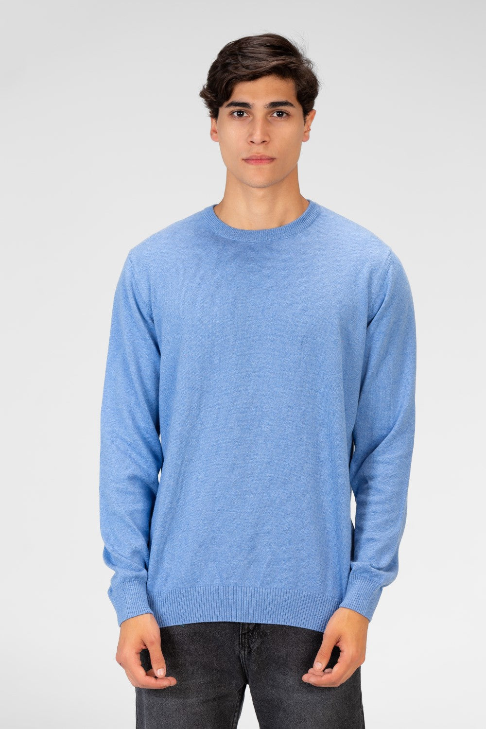 Men's Round Neck Plain Pullover With Long Sleeves