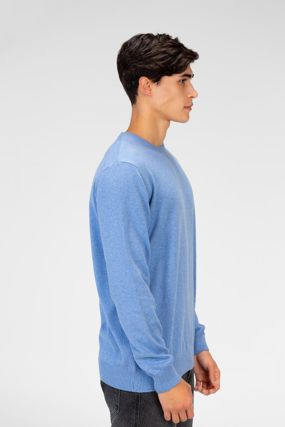 Men's Round Neck Plain Pullover With Long Sleeves