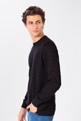 Men's Solid Pullover With Round Neck And Long Sleeves