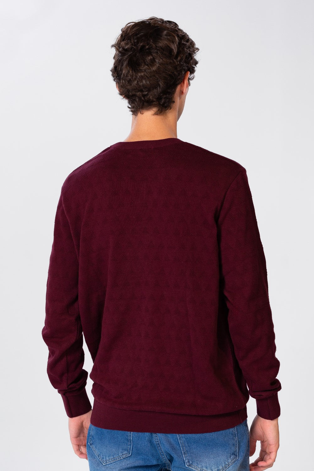 Men's Solid Pullover With Round Neck And Long Sleeves