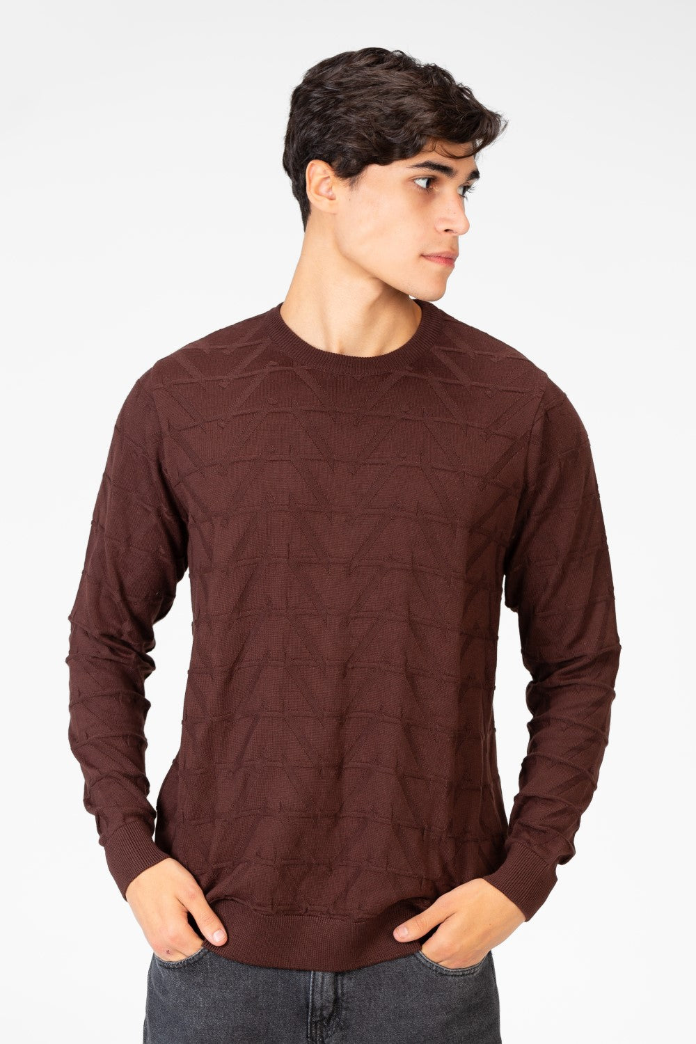 Men's Round Neck Pullover With Long Sleeves