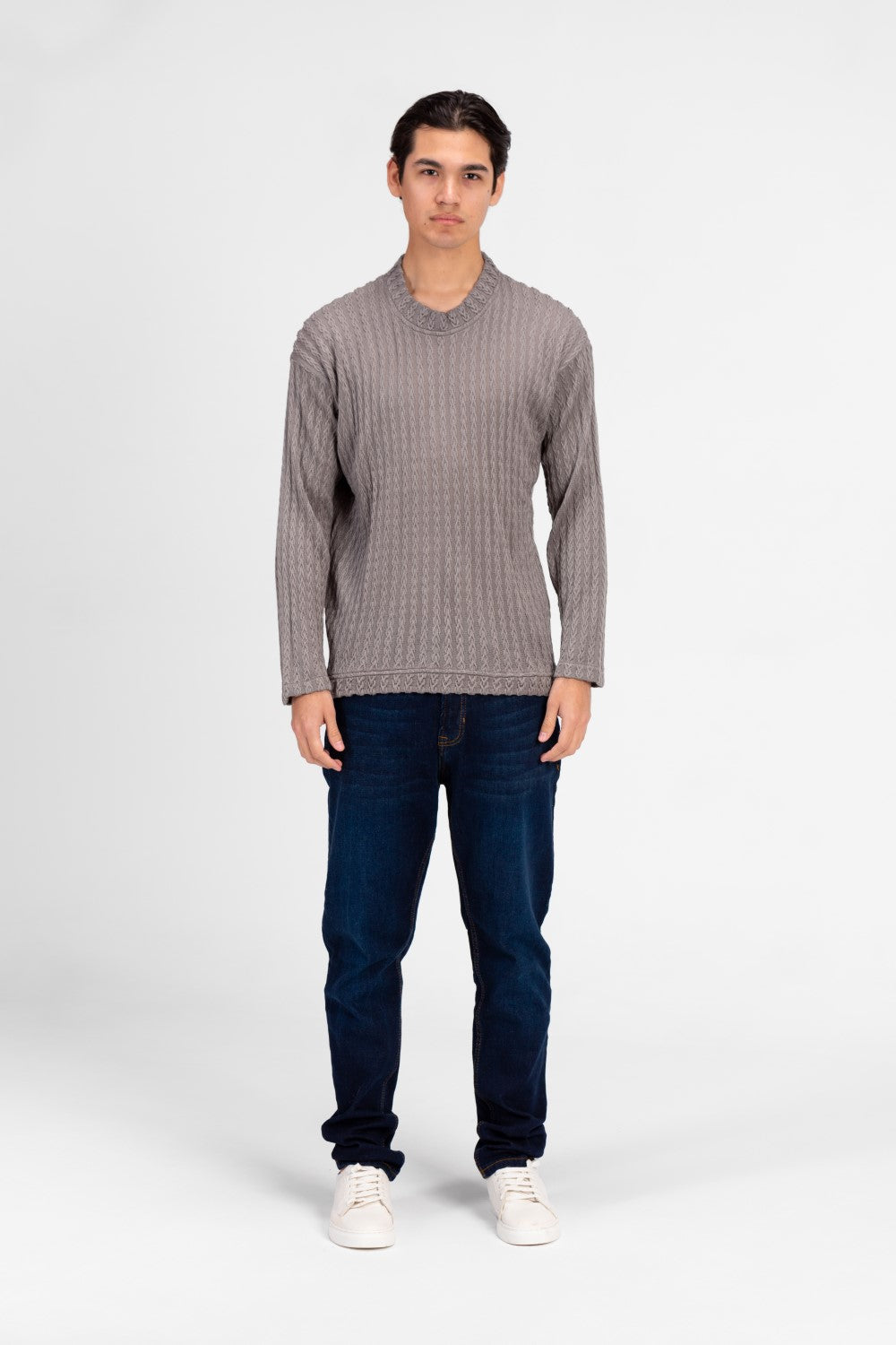 Men's Basic Round Neck Knitted Sweater Pullover
