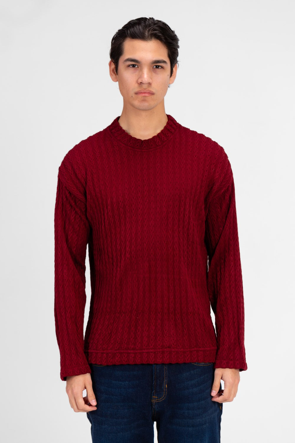 Men's Basic Round Neck Knitted Sweater Pullover