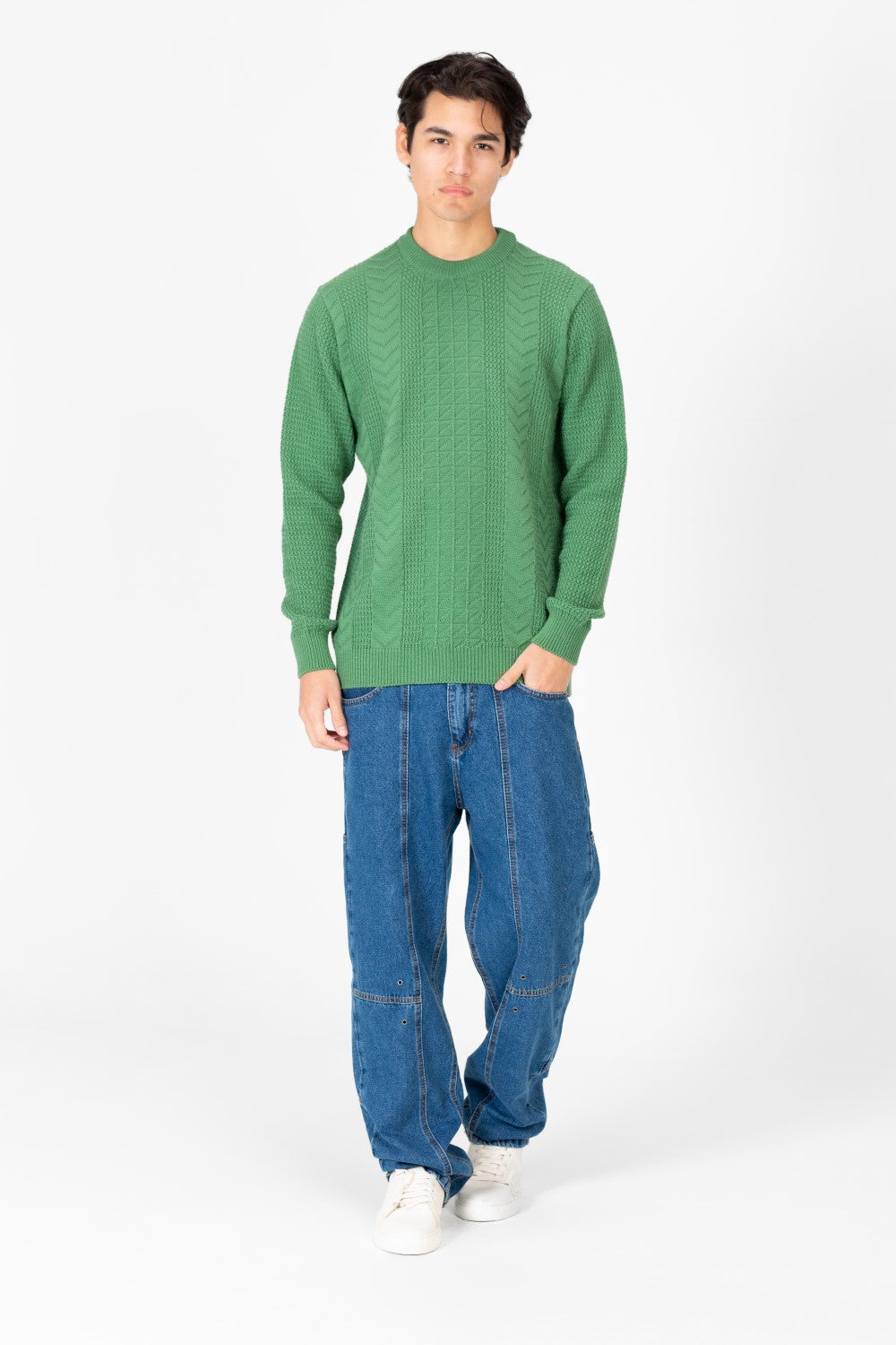 Men's Long Sleeve Round Neck Knitted Pullover Sweater