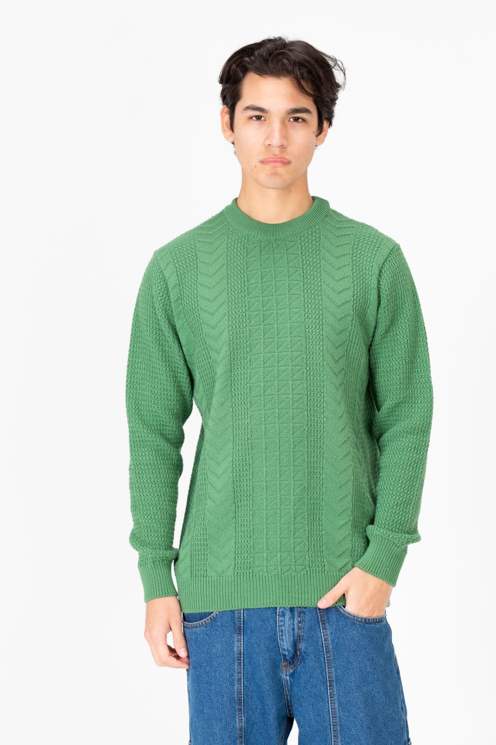 Men's Long Sleeve Round Neck Knitted Pullover Sweater