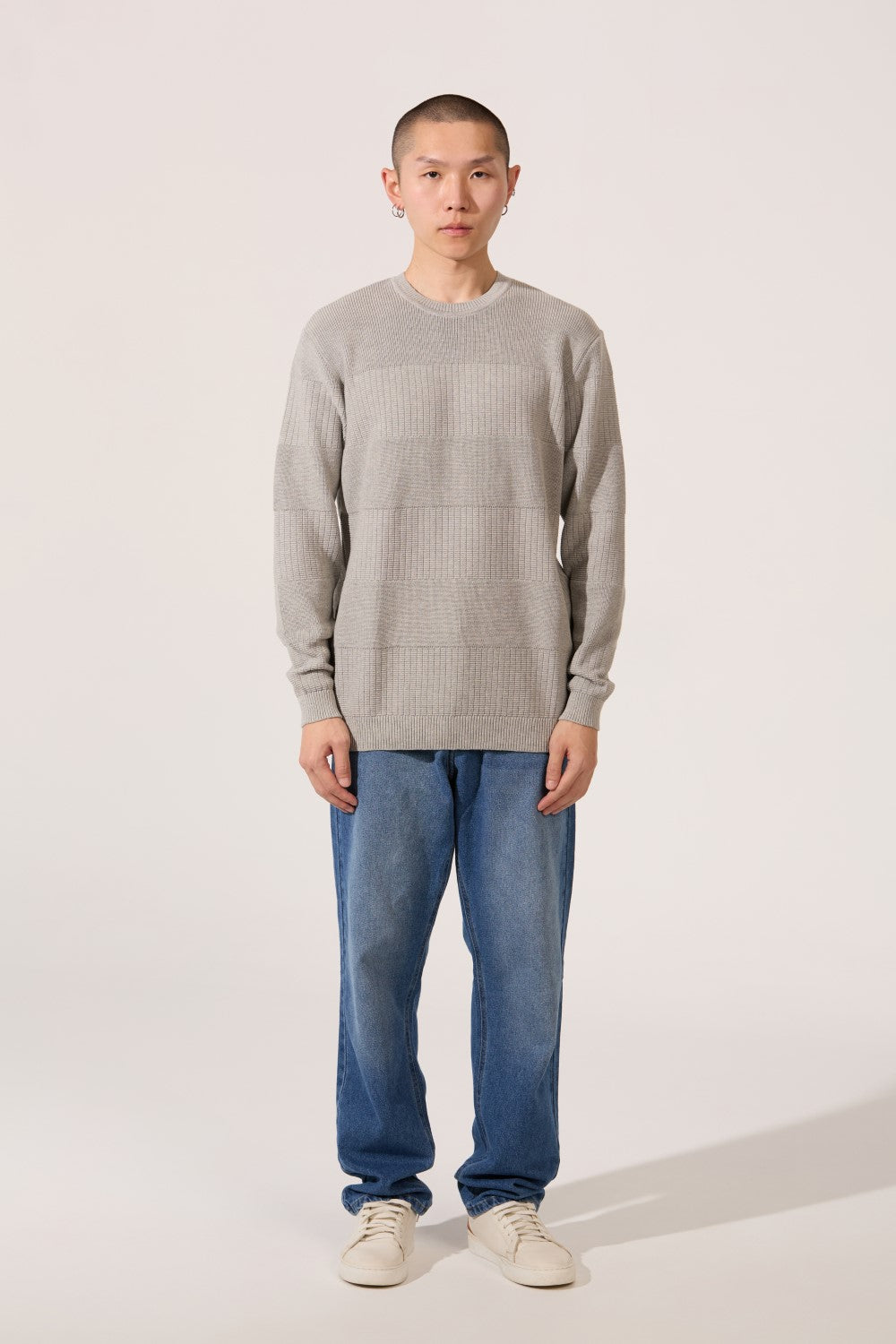 Men's Tomato Slim Fit Cotton Crew Neck Long Sleeve Pullover