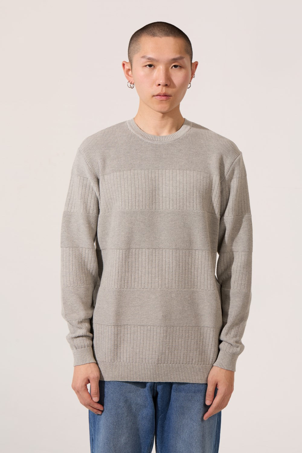 Men's Tomato Slim Fit Cotton Crew Neck Long Sleeve Pullover