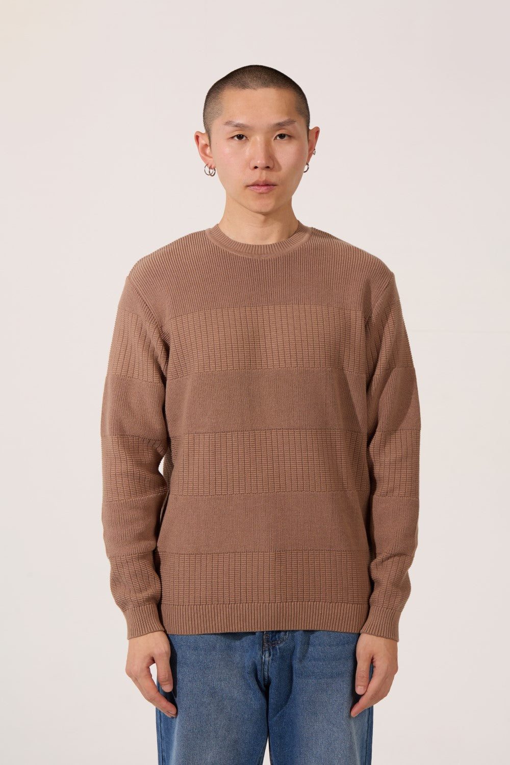 Men's Tomato Slim Fit Cotton Crew Neck Long Sleeve Pullover