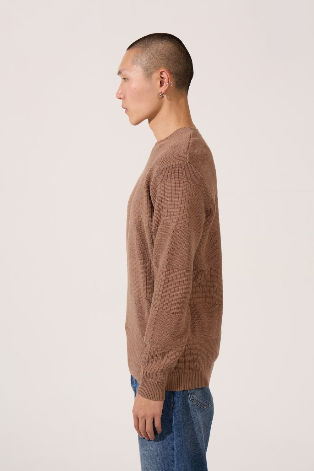 Men's Tomato Slim Fit Cotton Crew Neck Long Sleeve Pullover