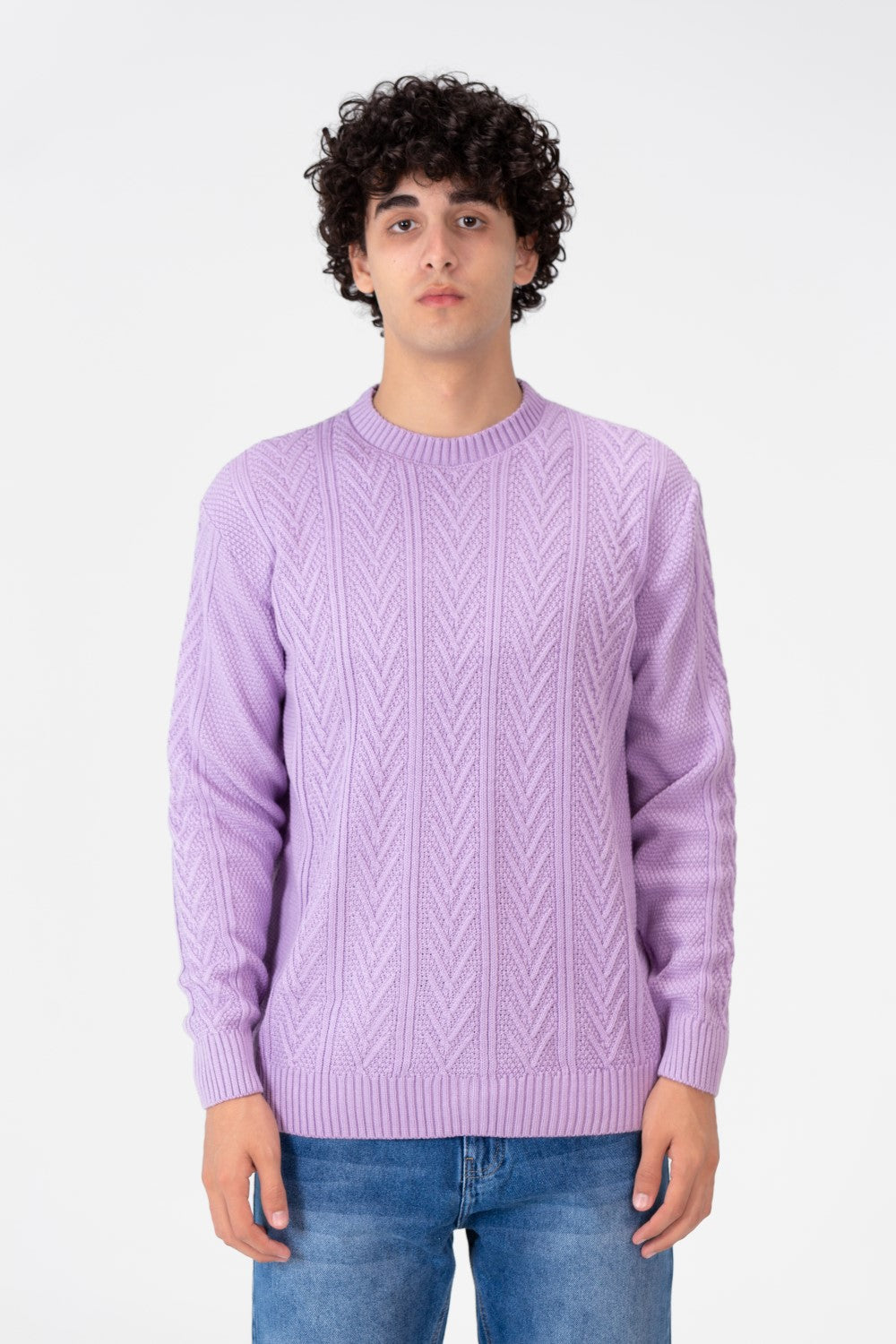 Men's Pullover With Crew Neck And Basic Details