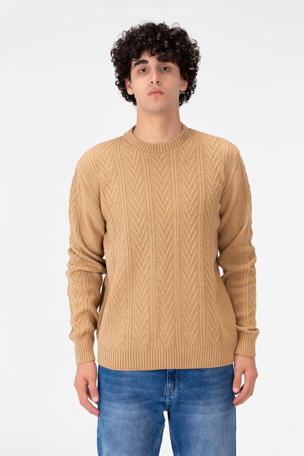 Men's Pullover With Crew Neck And Basic Details