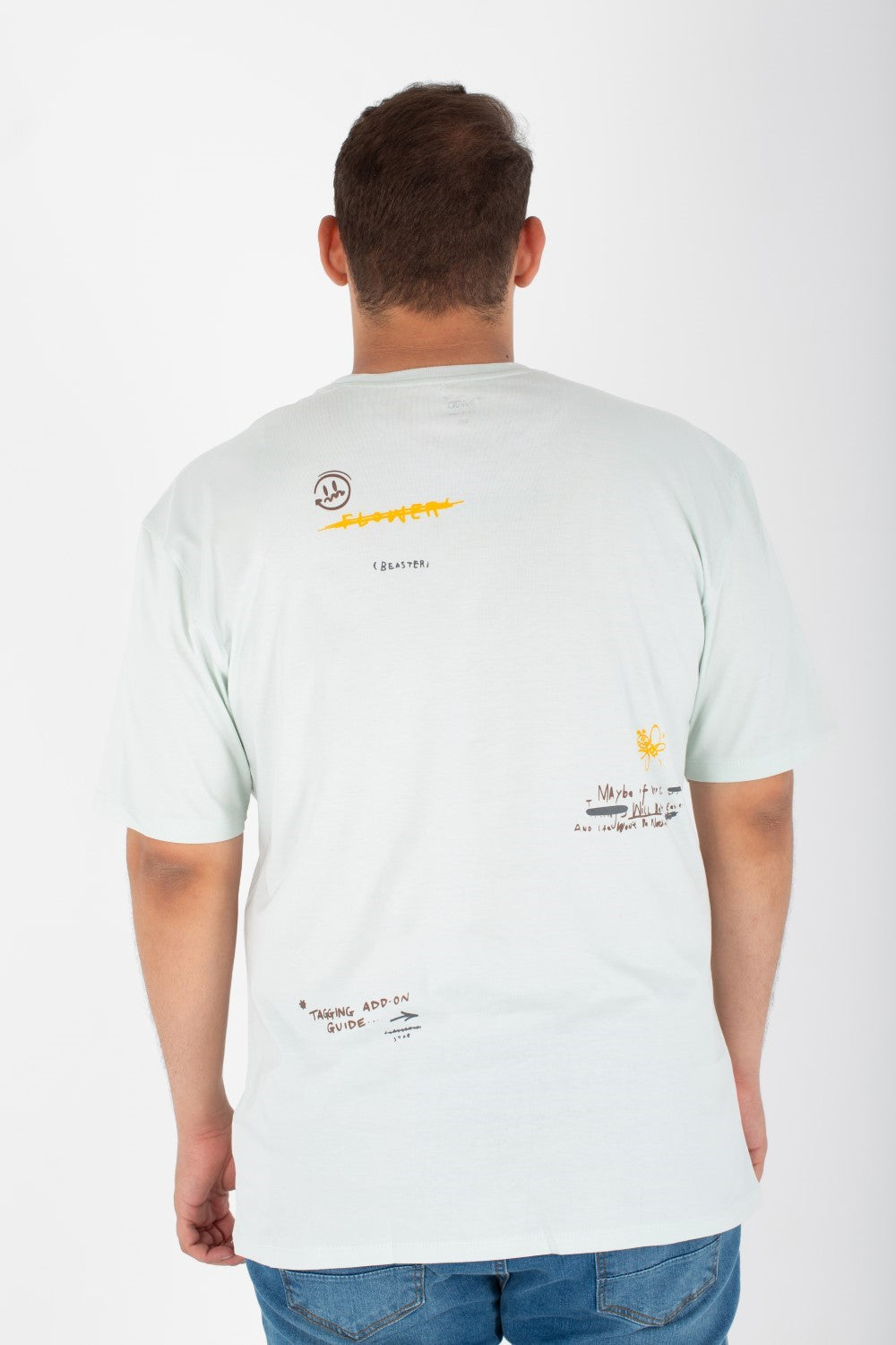 تي شيرت رجالي مطبوع برقبة دائرية وأكمام قصيرة مصنوع من القطن