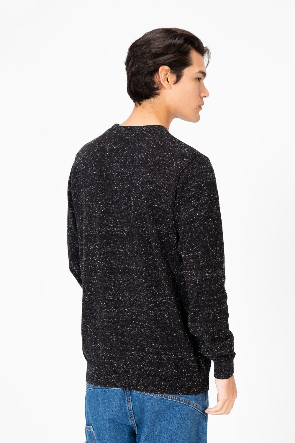 Men's Dotted Round Neck Long Sleeve Pullover