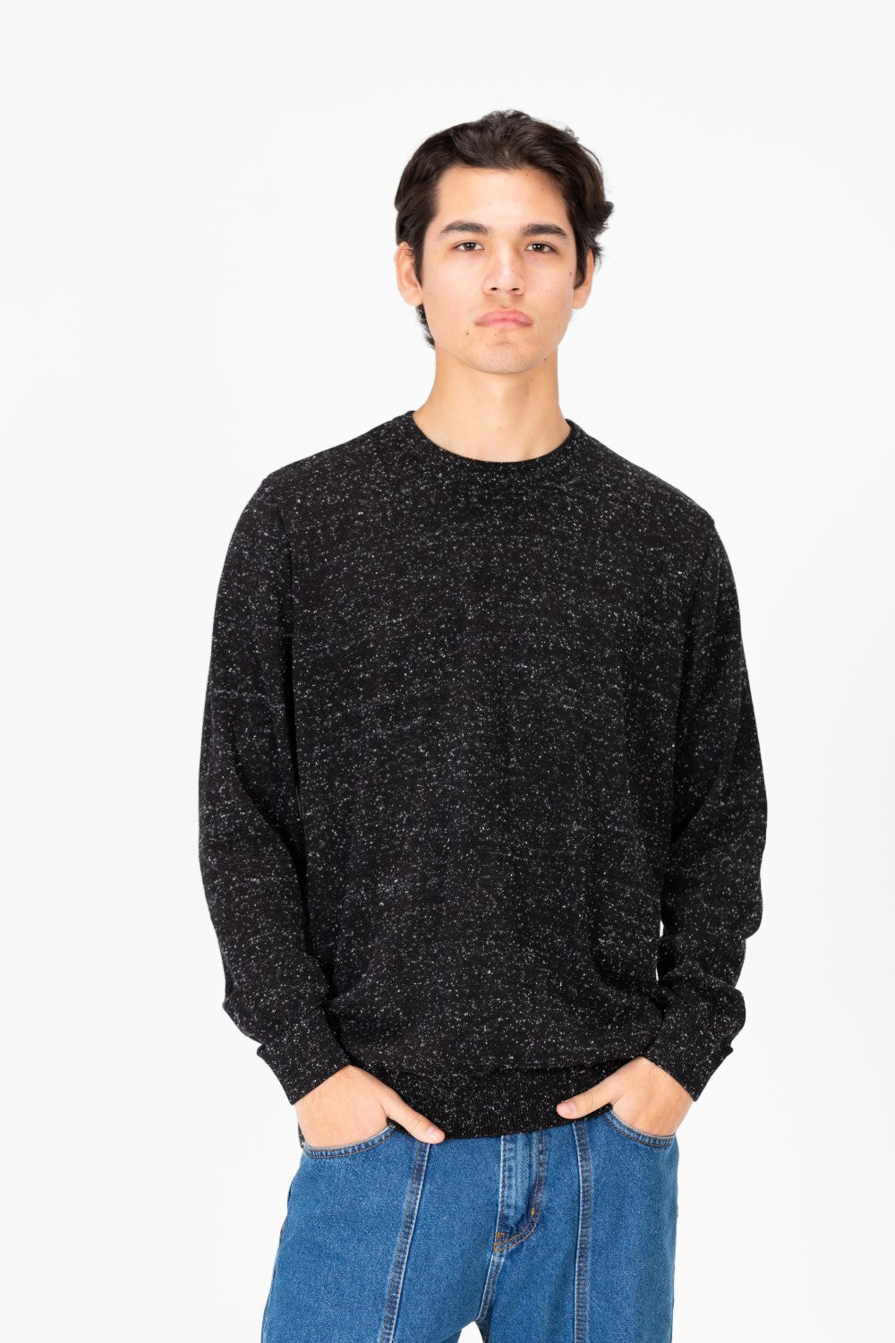 Men's Dotted Round Neck Long Sleeve Pullover