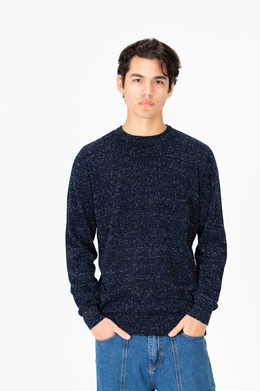 Men's Dotted Round Neck Long Sleeve Pullover