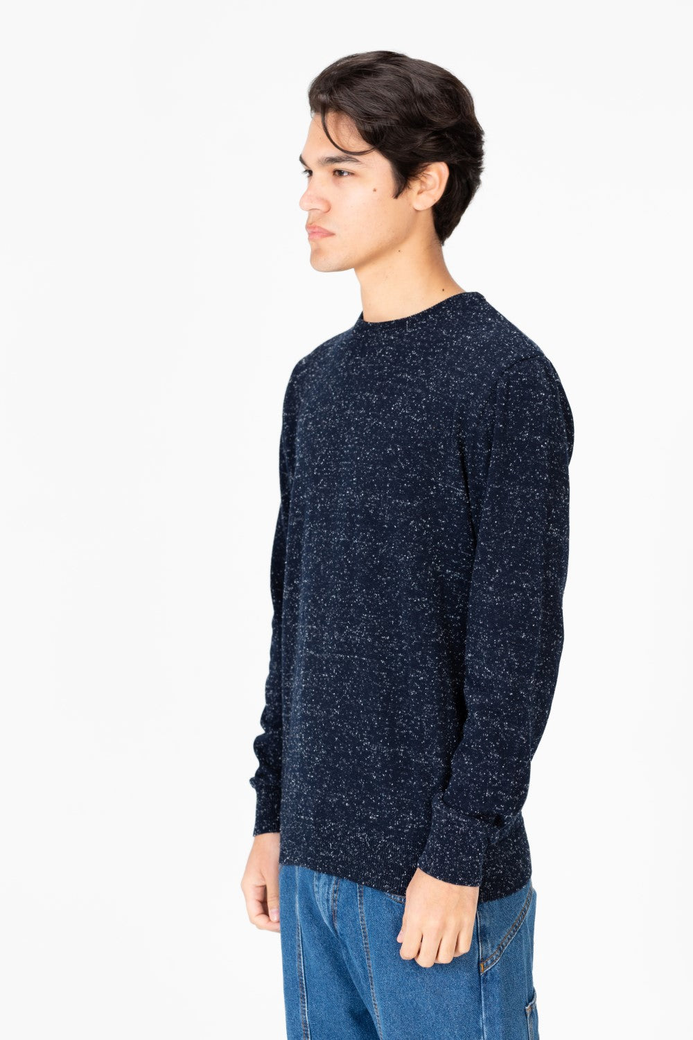 Men's Dotted Round Neck Long Sleeve Pullover