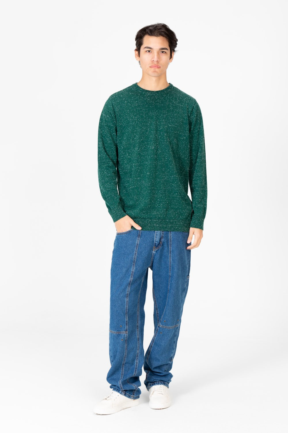 Men's Dotted Round Neck Long Sleeve Pullover