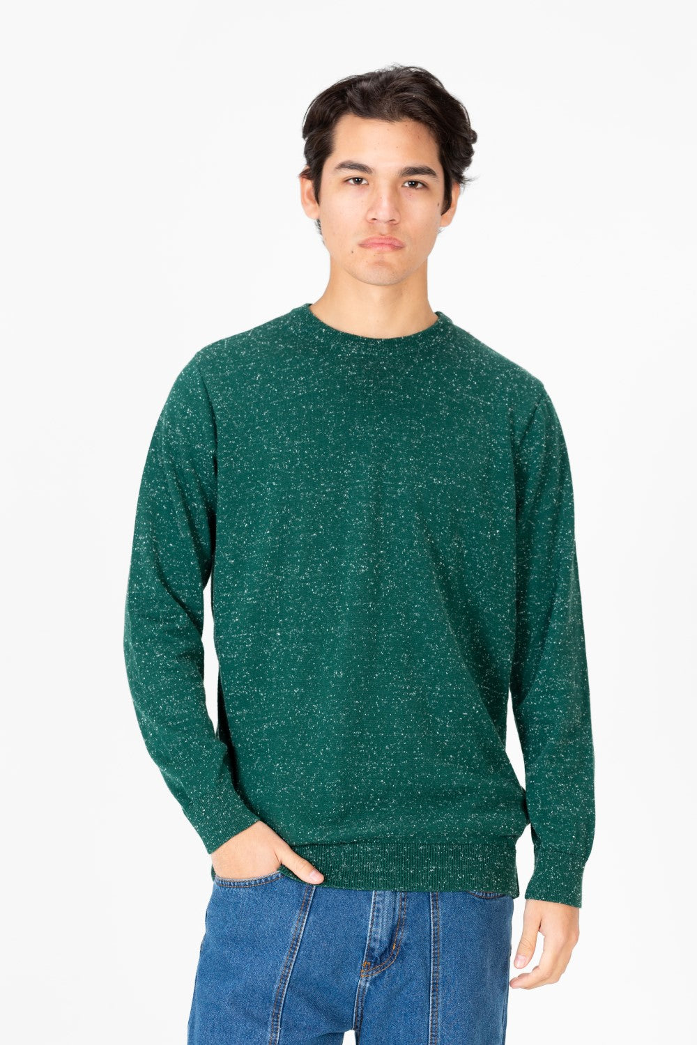 Men's Dotted Round Neck Long Sleeve Pullover