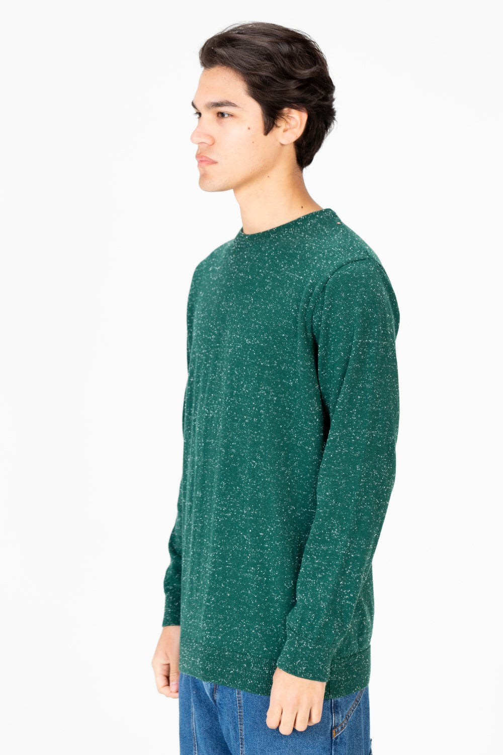 Men's Dotted Round Neck Long Sleeve Pullover