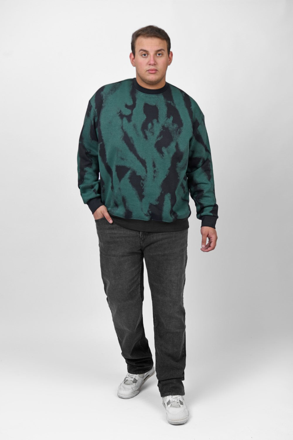 Men's Big Size Long Sleeve Round Neck Printed Sweatshirt