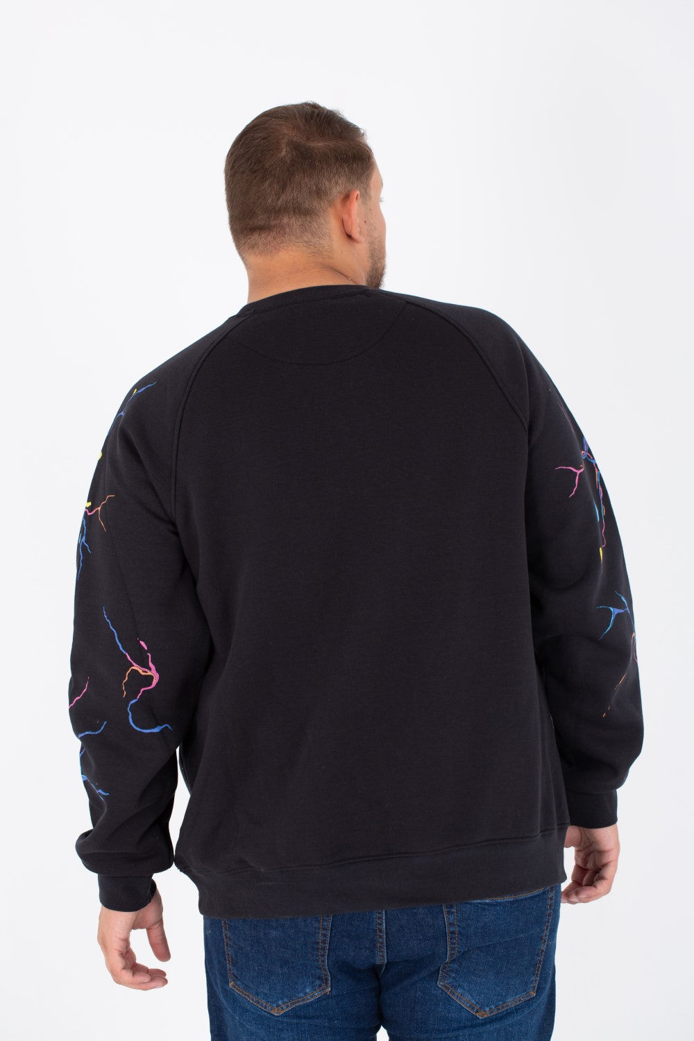 Men's Big Size Round Melton Sweatshirt With Tomato Print