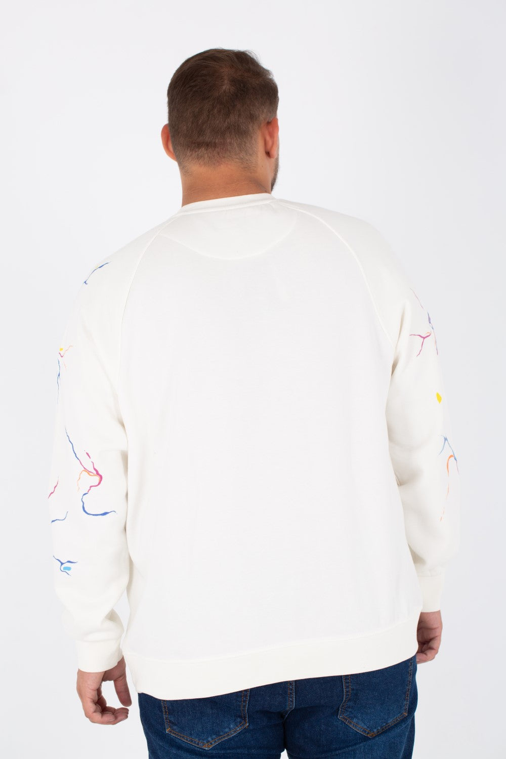 Men's Big Size Round Melton Sweatshirt With Tomato Print