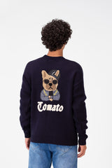 Men's Pullover With A Round Neck And Tomato Print On The Front And Back