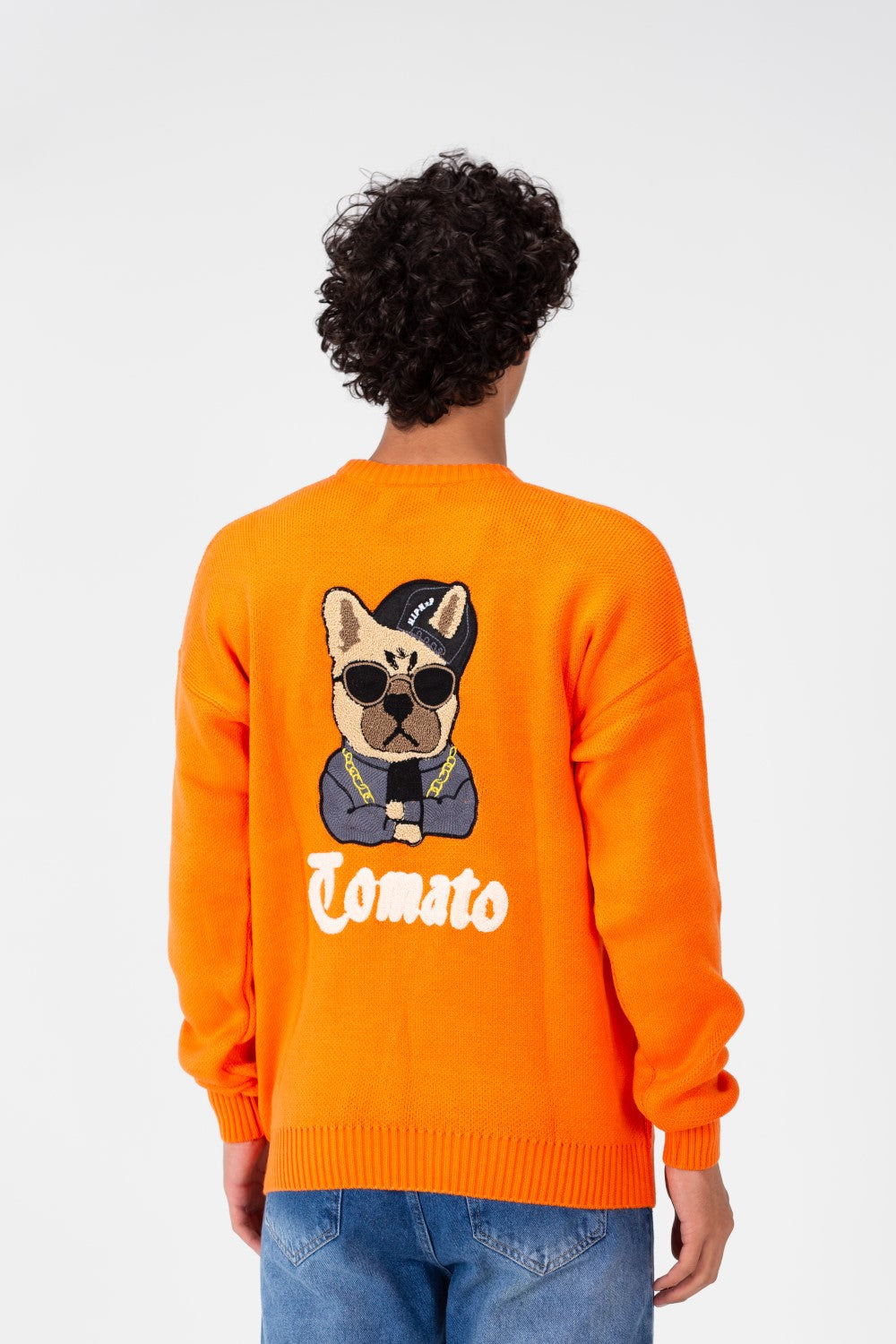 Men's Pullover With A Round Neck And Tomato Print On The Front And Back