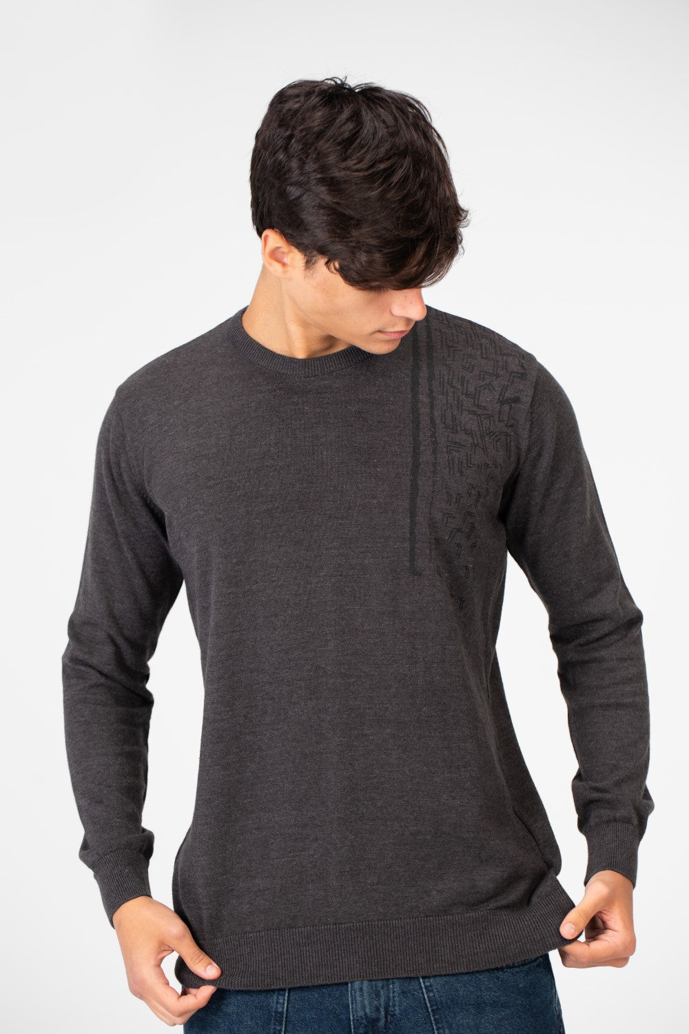 Men's Printed Cotton Round Neck Pullover With A Distinctive Design