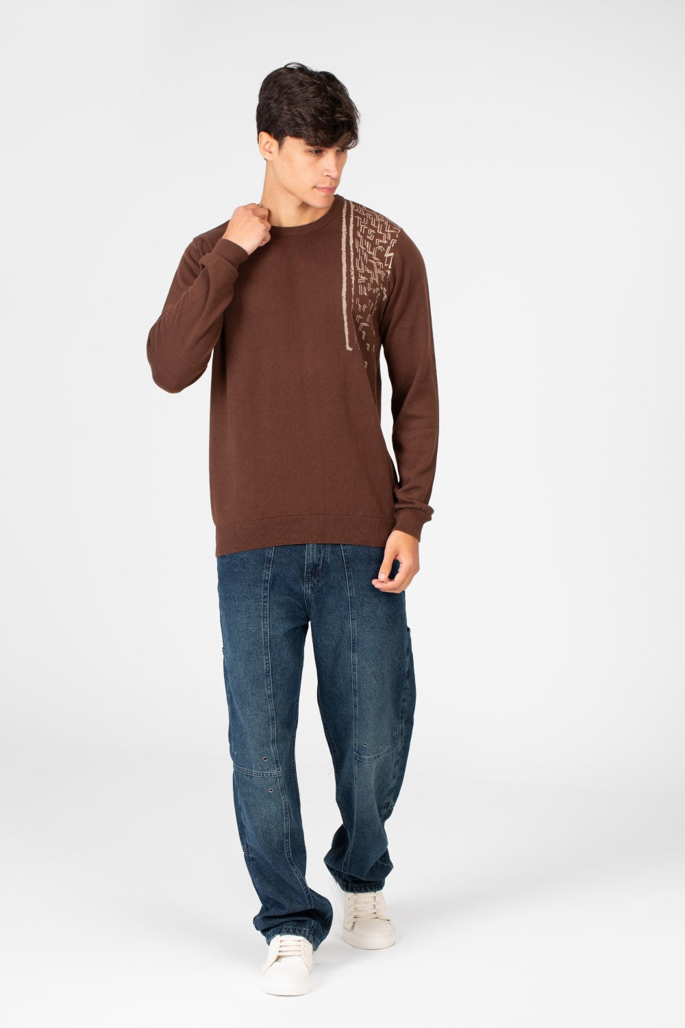 Men's Printed Cotton Round Neck Pullover With A Distinctive Design