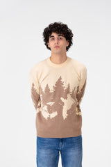 Men's Printed Crew Neck Regular Fit Pullover