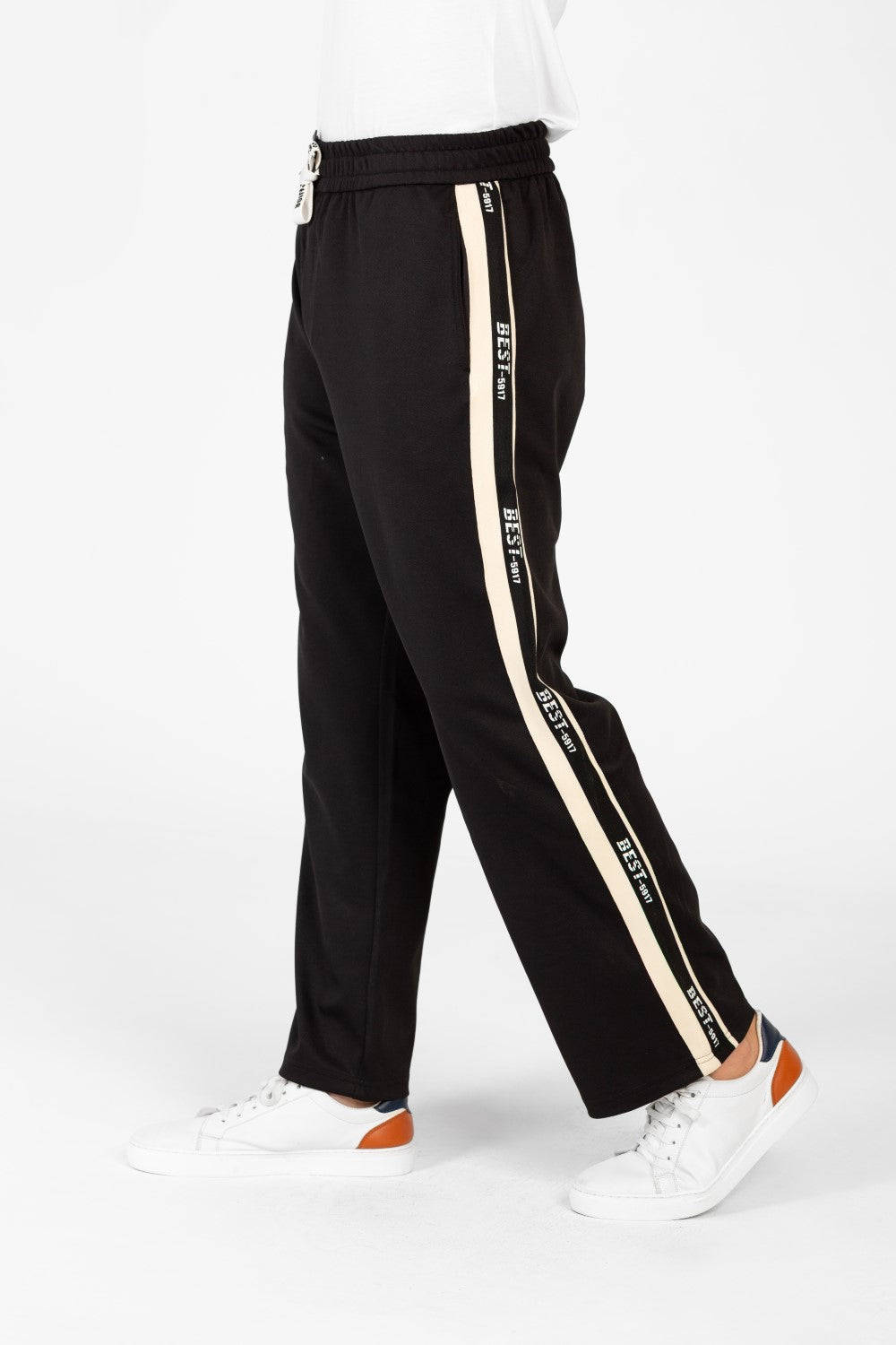 Men's Wide Leg Side Stripes Linen Sweatpants