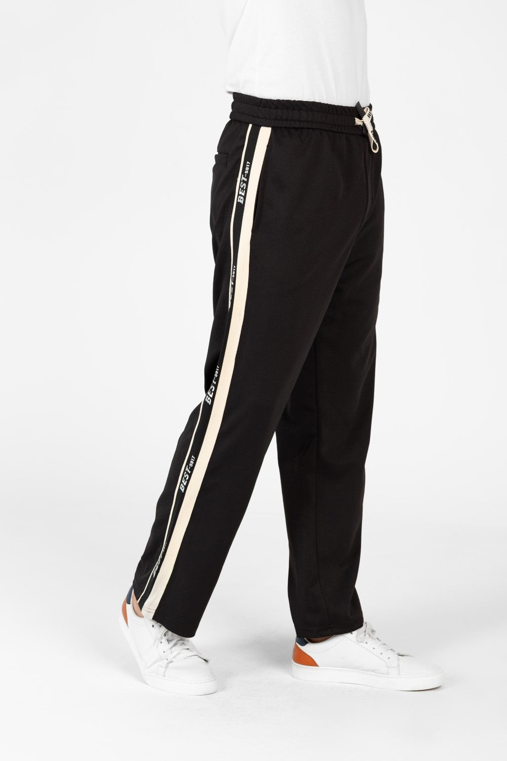 Men's Wide Leg Side Stripes Linen Sweatpants