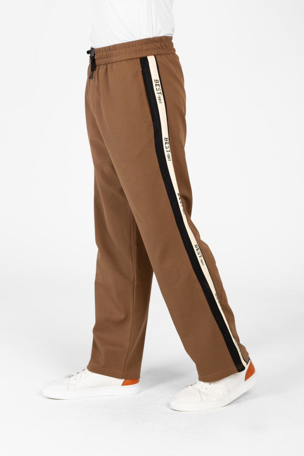 Men's Wide Leg Side Stripes Linen Sweatpants