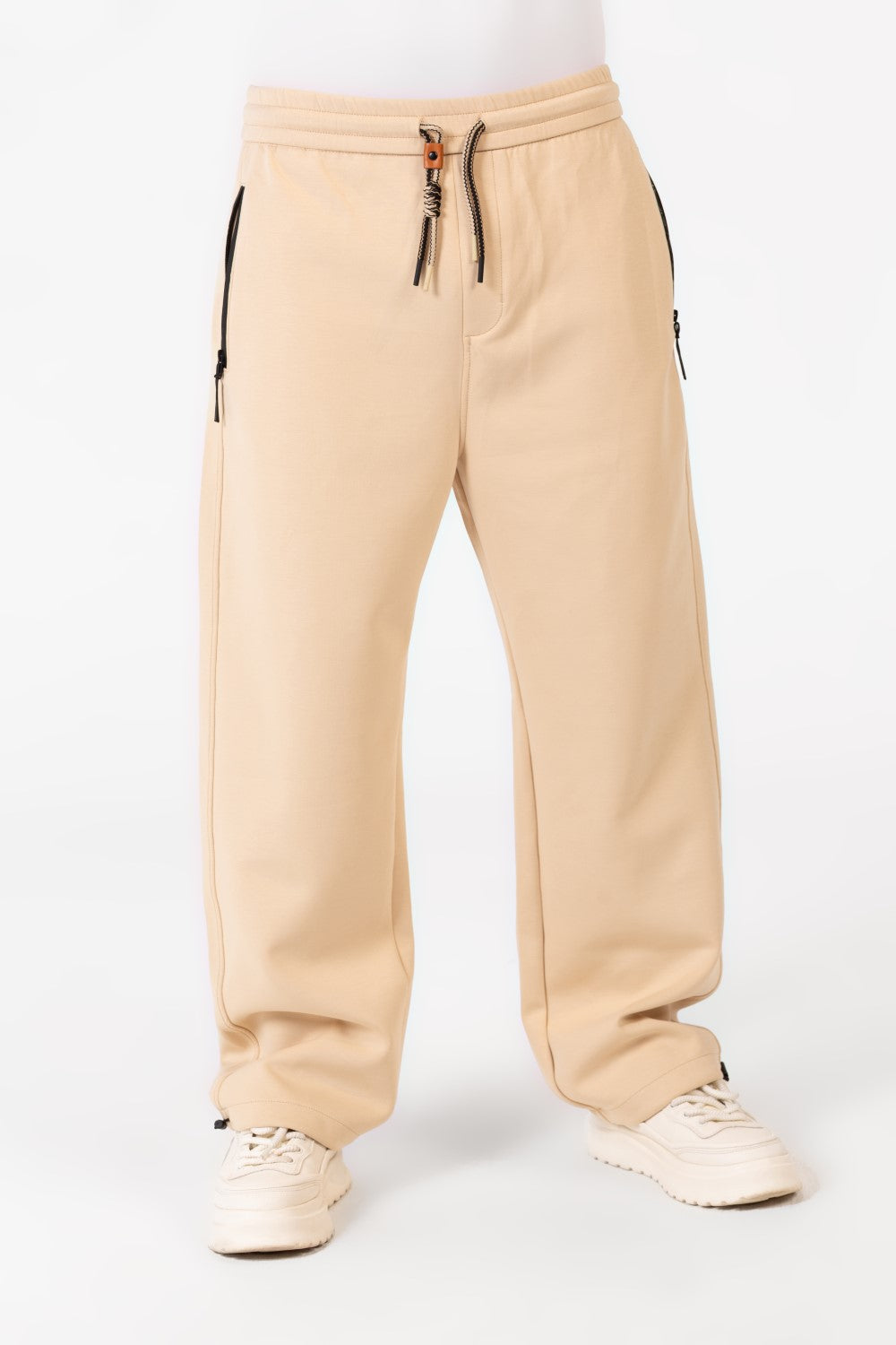 Men's Tomato Oversized Sweatpants With Elastic Waistband And Modern Zipper Pockets