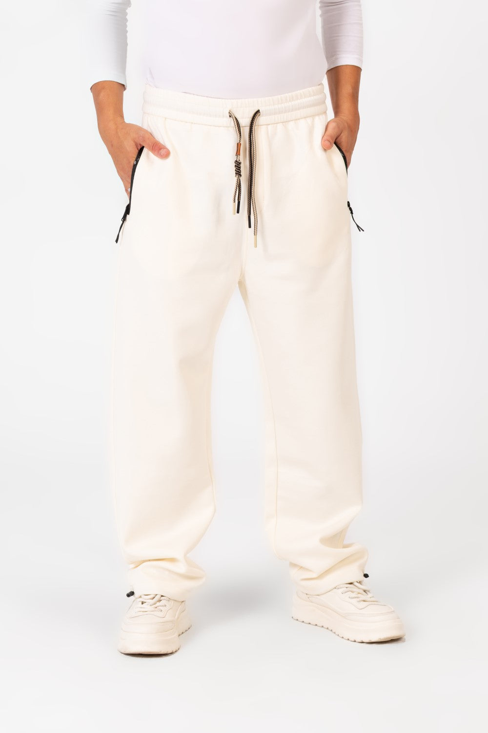 Men's Tomato Oversized Sweatpants With Elastic Waistband And Modern Zipper Pockets