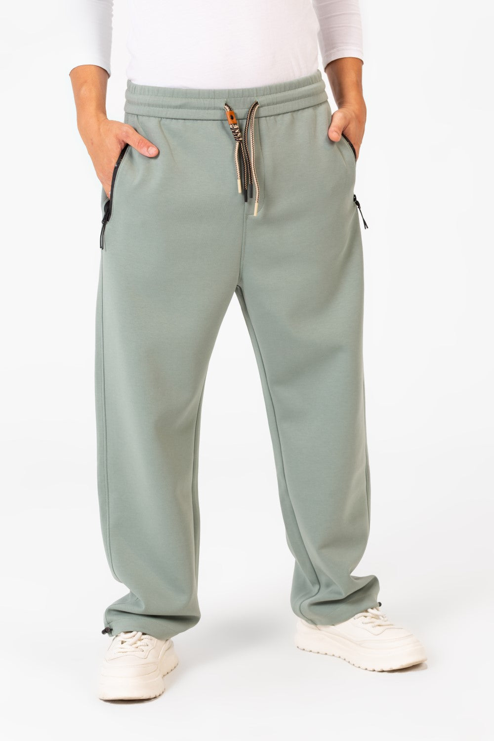 Men's Tomato Oversized Sweatpants With Elastic Waistband And Modern Zipper Pockets