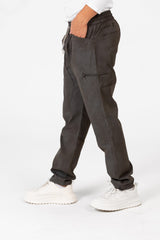 بنطلون رياضي رجالي كبير الحجم بحزام خصر مطاطي وجيوب عصرية بسحاب