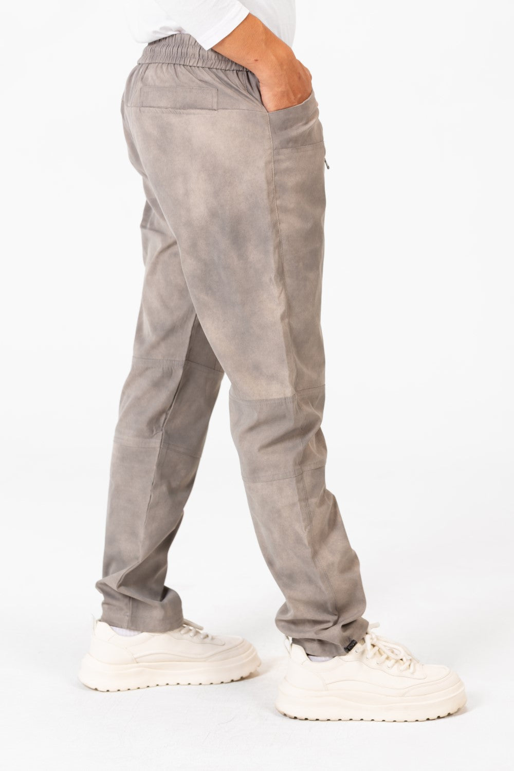 بنطلون رياضي رجالي كبير الحجم بحزام خصر مطاطي وجيوب عصرية بسحاب